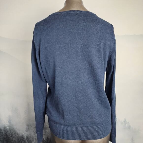 L.L. Bean Cotton Blend Navy Button-Front Cardigan | Women's Medium - Picture 7 of 12